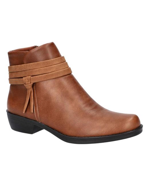 Easy Street Brown Fernanda Faux Leather Block Heel Ankle Boots