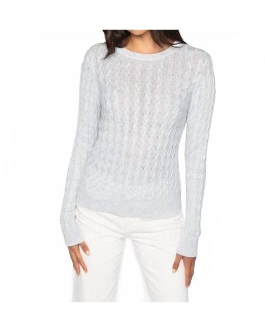 Kinross Cashmere White Featherweight Sequin Cable Pullover