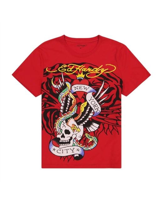 Ed Hardy Red Tiger Nyc Eagle T-shirt for men