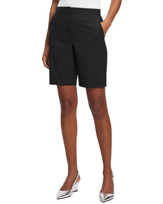 Theory Black High Rise Solid Casual Shorts