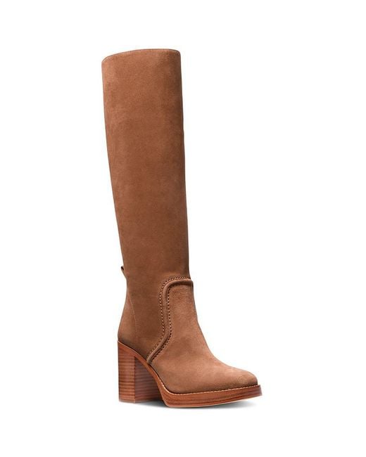 MICHAEL Michael Kors Brown Hayden Block Heel Leather Knee-High Boots