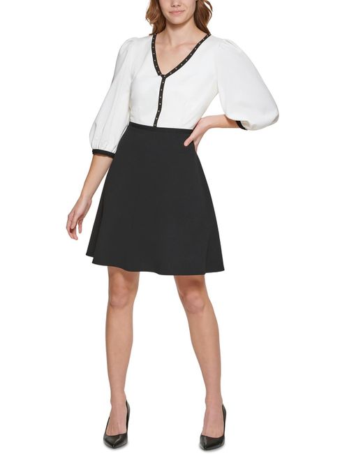Karl Lagerfeld Black Studded Mini Wear To Work Dress