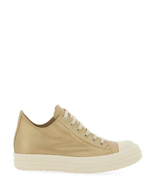 Rick Owens Brown Lamb Leather Low-Top Sneakers With Calf Leather Toe Cap for men