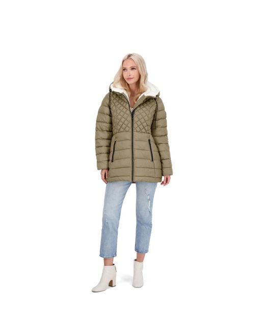 Steve Madden Green Cozy Lined Glacier Shield Cozy Quilted Glacier Shield Coat