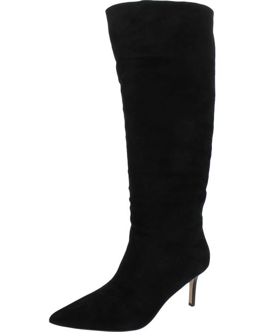 Veronica Beard Black Lexington Suede Pointed Toe Knee-high Boots