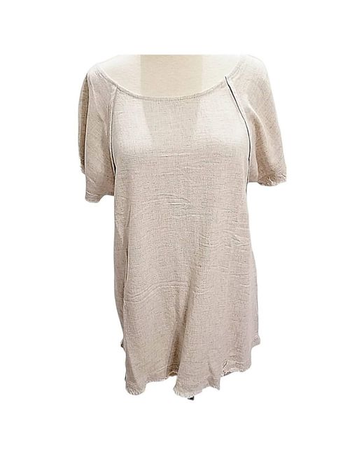 Umgee White Solid Linen Short Sleeve Top
