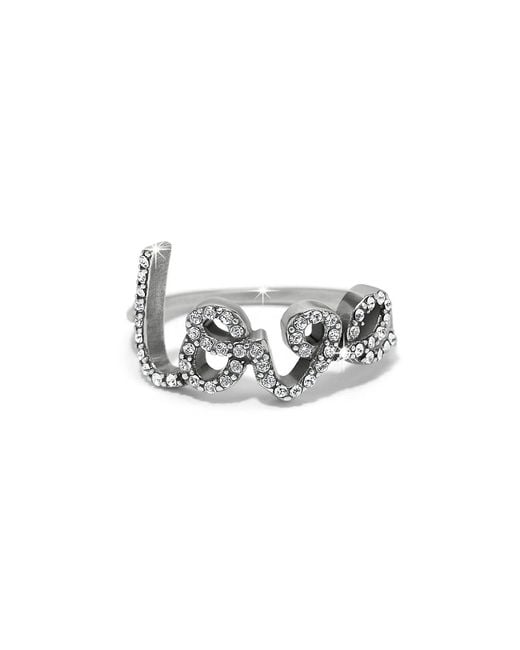 Brighton White Love Script Sparkle Ring