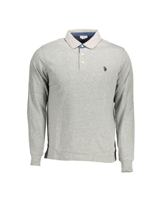 U.S. POLO ASSN. Gray U. S. Polo Assn. Chic Long-Sleeve Polo With Elbow Patches for men