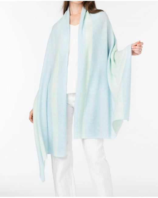 Kinross Cashmere Blue Colorblock Wrap