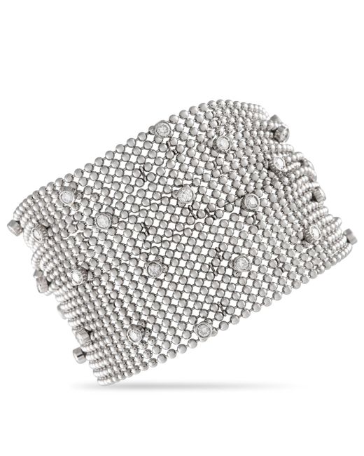 Non-Branded Metallic Lb Exclusive Multi-strand 18k White Gold 2.0ct Diamond Beaded Mesh Bracelet Mf04-041524