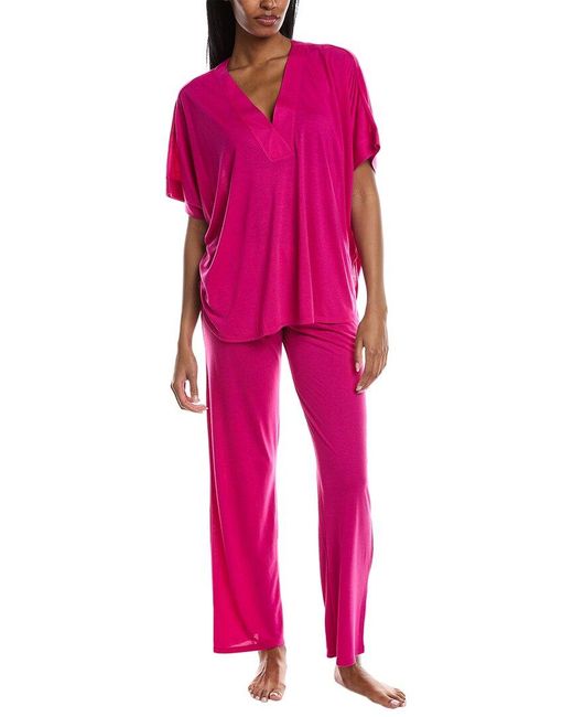 N Natori Pink 2pc Congo Pajama Pant Set