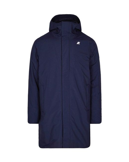 K-Way Blue Water-Repellent Casual Jacket With Adjustable Hood for men