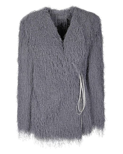 Dries Van Noten Gray Fluid Fringe Jacket