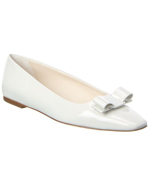Ferragamo White Anz Patent Flat