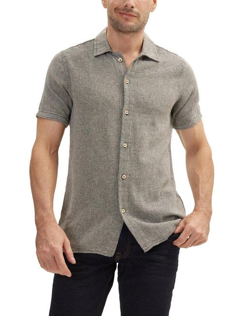 Ron Tomson Gray Lightweight Fitted Button Down Shirt for men
