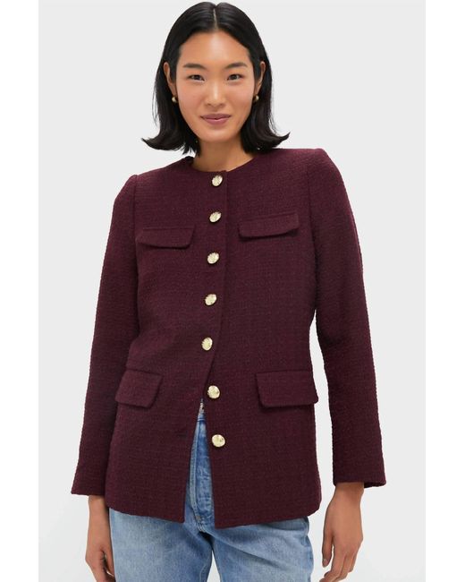Pomander Place Purple Button Down Long Sleeve Jacket