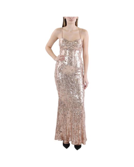 Speechless Natural Juniors Sequin Maxi Evening Dress