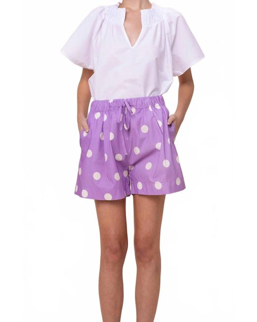 Sofia Purple Reese Drawstring Cotton Shorts