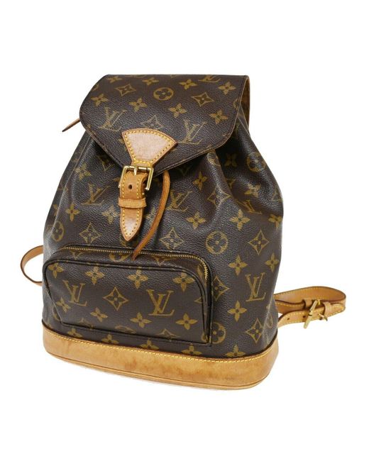 Louis Vuitton Brown Montsouris Mm Canvas Backpack Bag (pre-owned)