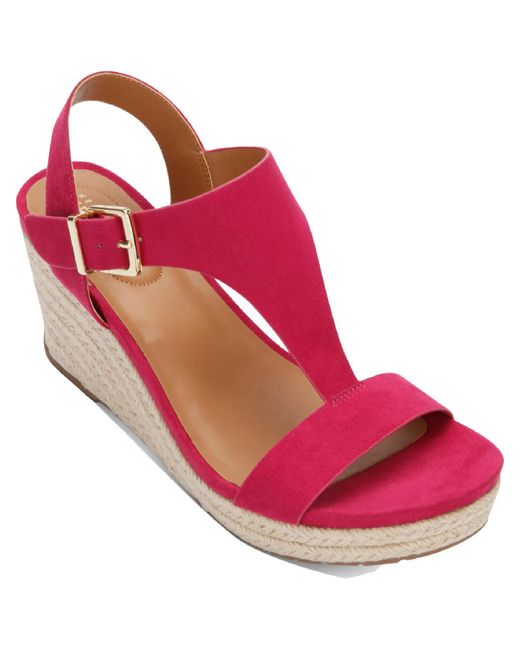 Kenneth Cole Reaction Card Open Toe T-strap Espadrilles in Pink | Lyst