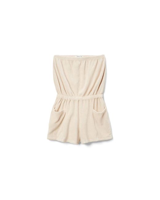 PERFECTWHITETEE Natural Jaclyn Loop Terry Strapless Romper