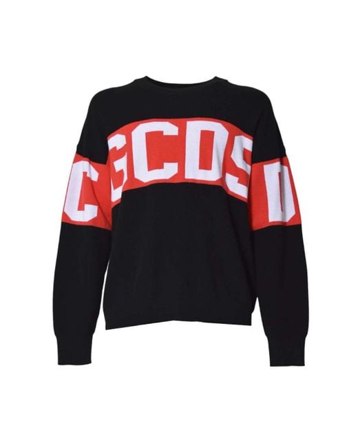 Gcds Men's Black Wool Crew Neck Pullover