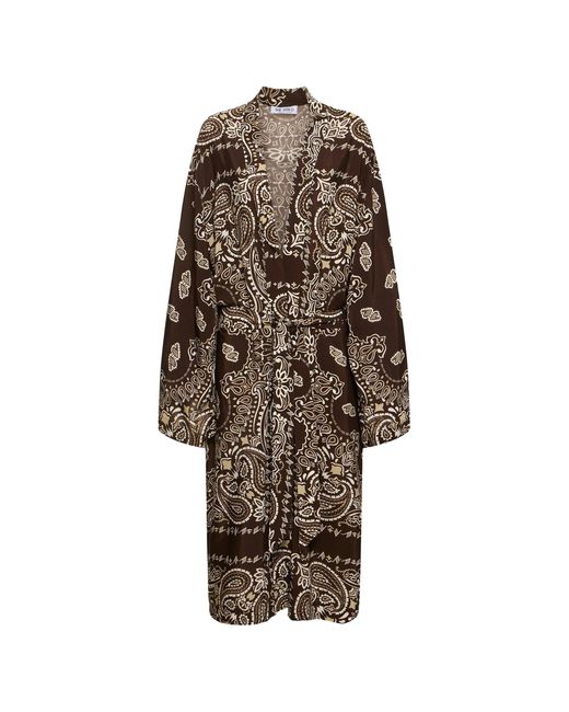 The Attico Brown Printed Viscose Twill Kaftan Dress