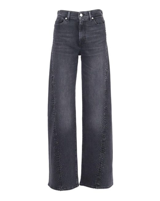 7 For All Mankind Blue Twisted Lotta Bottomline With Crystals
