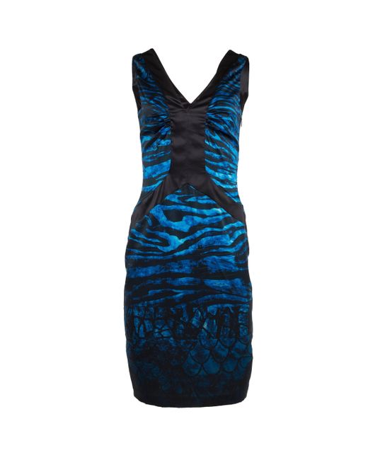 Roberto Cavalli Blue Printed Dress