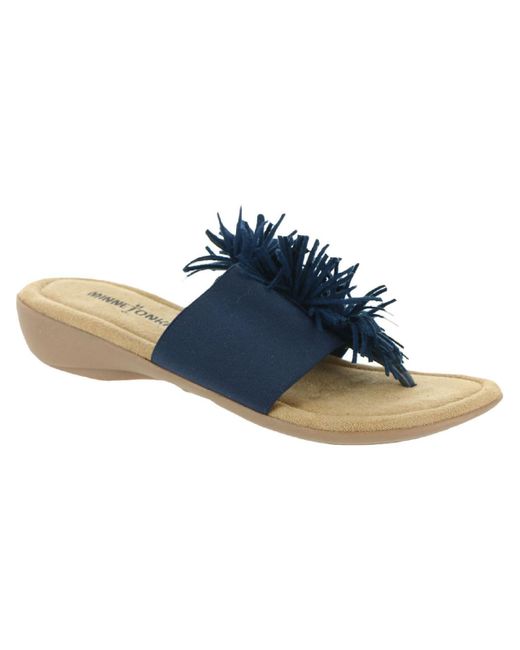 Minnetonka Blue Tricia Flip-flop Wedge Thong Sandals