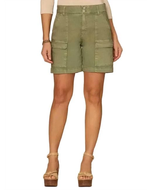 Democracy Green Cargo Patch Pocket Shorts