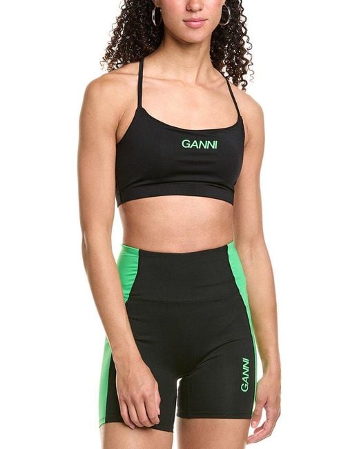 Ganni Black Active Strap Top