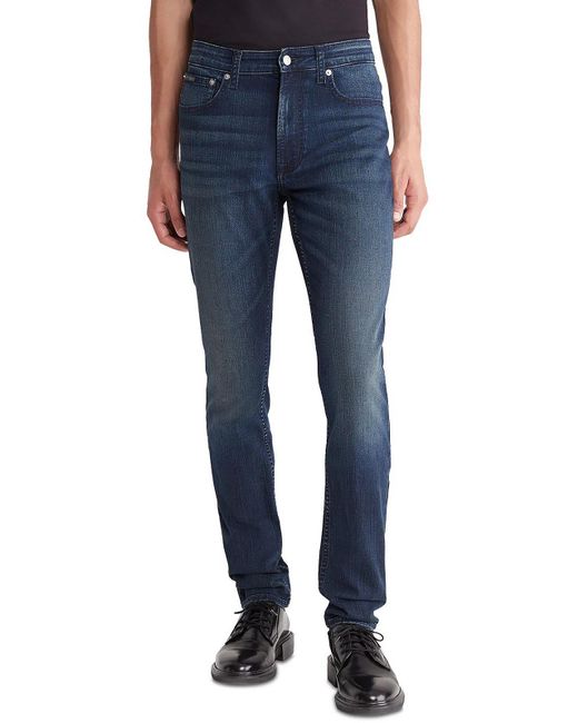Calvin Klein Blue Stretch Denim Skinny Jeans for men