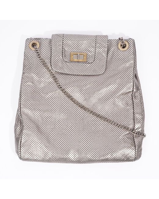 Chanel Gray Drill Tote Bag Leather