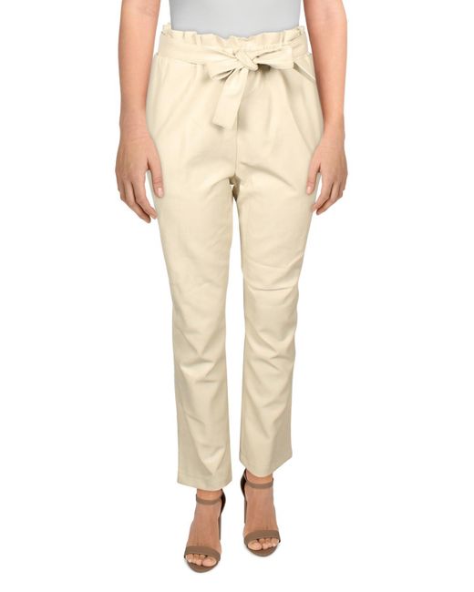 Bagatelle Natural Faux Leather High Rise Paperbag Pants