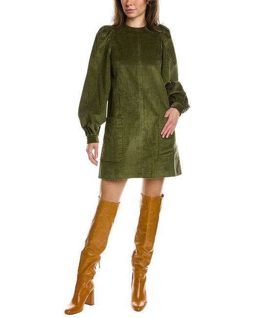 Ted Baker Xavia Corduroy Mini Dress in Green | Lyst