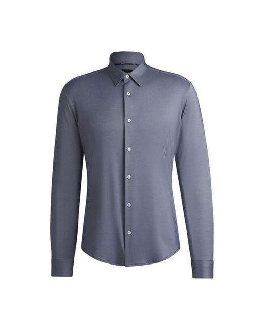 BOSS Men's Blue Slim-Fit Shirt