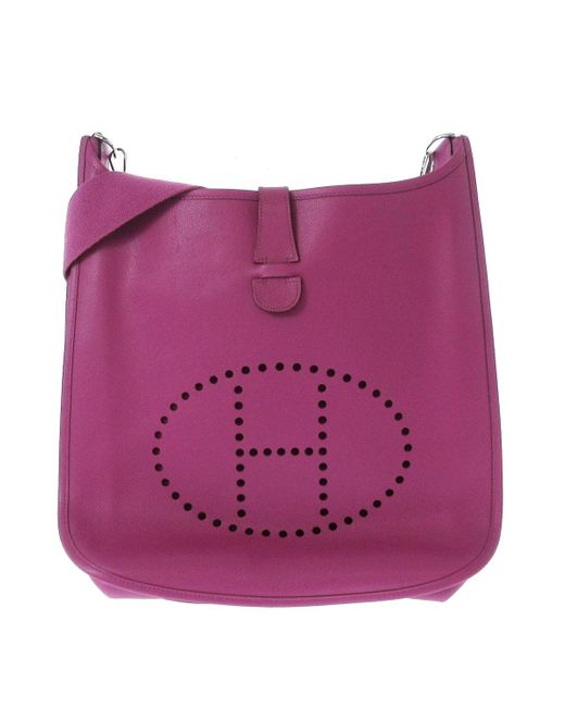 Hermès Purple Evelyne Leather Shoulder Bag (pre-owned)