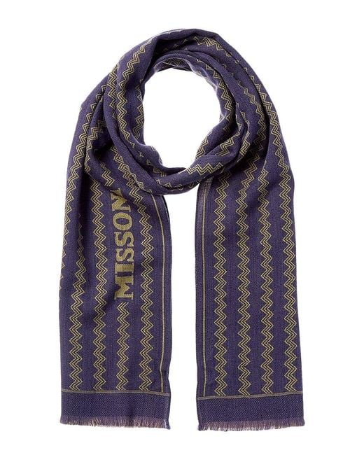 Missoni Blue Wool Scarf
