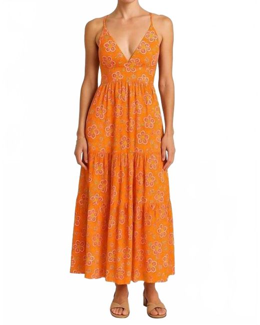 Fate Orange Condado Tiered Strappy Dress