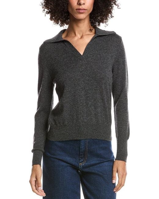 Forte Black Wool & Cashmere-Blend Crystal Polo Sweater