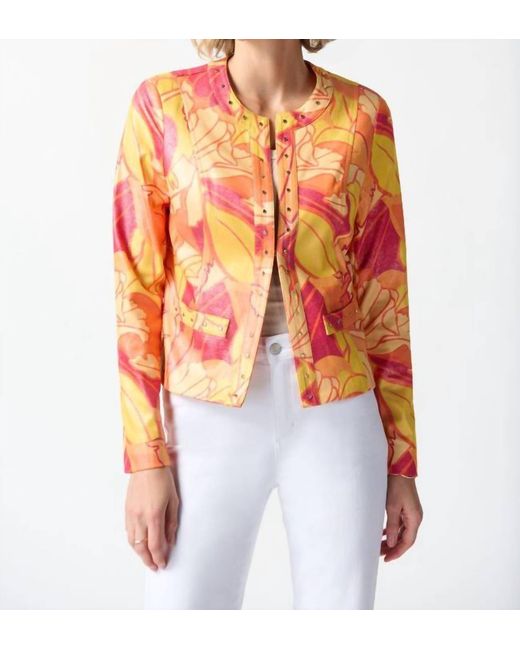 Joseph Ribkoff Red Floral Print Fittted Jacket