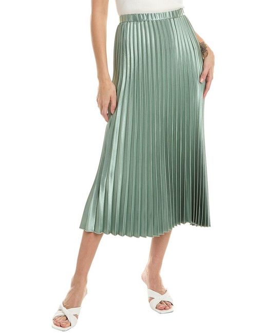 Anne Klein Green Pull-on Pleated A-line Skirt