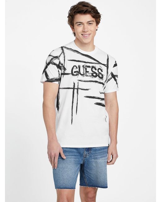 Guess Factory White Eco Linas Paint Tee for men