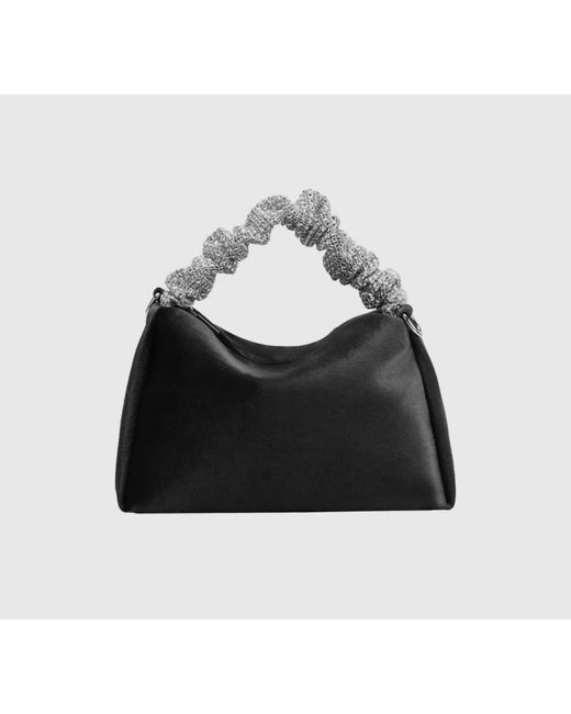 Melie Bianco Black Estela Velvet Top Handle Bag