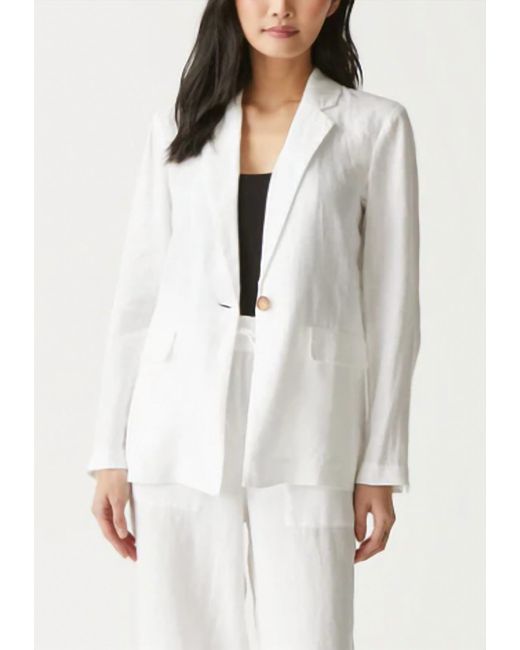 Michael Stars White Lottie Linen Long Fit Blazer
