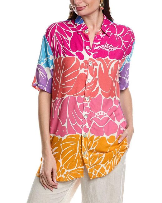 Farm Rio Pink Tropical Graphic Shirt
