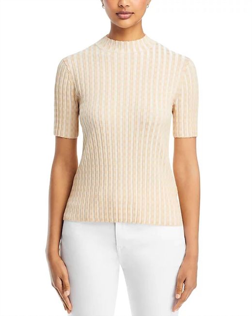 Lafayette 148 New York Women's White Gingham Matte Crepe Short Sleeve Sweater