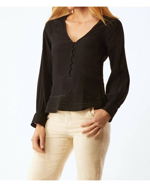 Ecru Black Hathaway Blouse With Embroidery