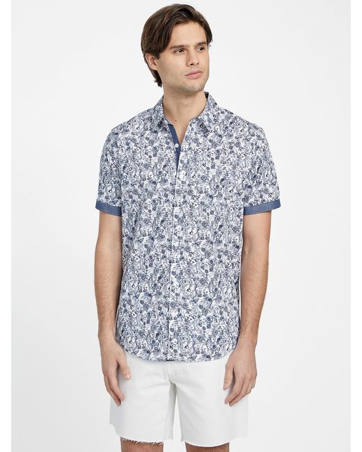 Guess Factory Blue Ash Poplin Shirt for men
